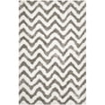 thumbnail image 5 of SAFAVIEH Barcelona Carmella Chevron Stripes Shag Runner Rug, Ivory/Silver, 2'3" x 8', 5 of 9