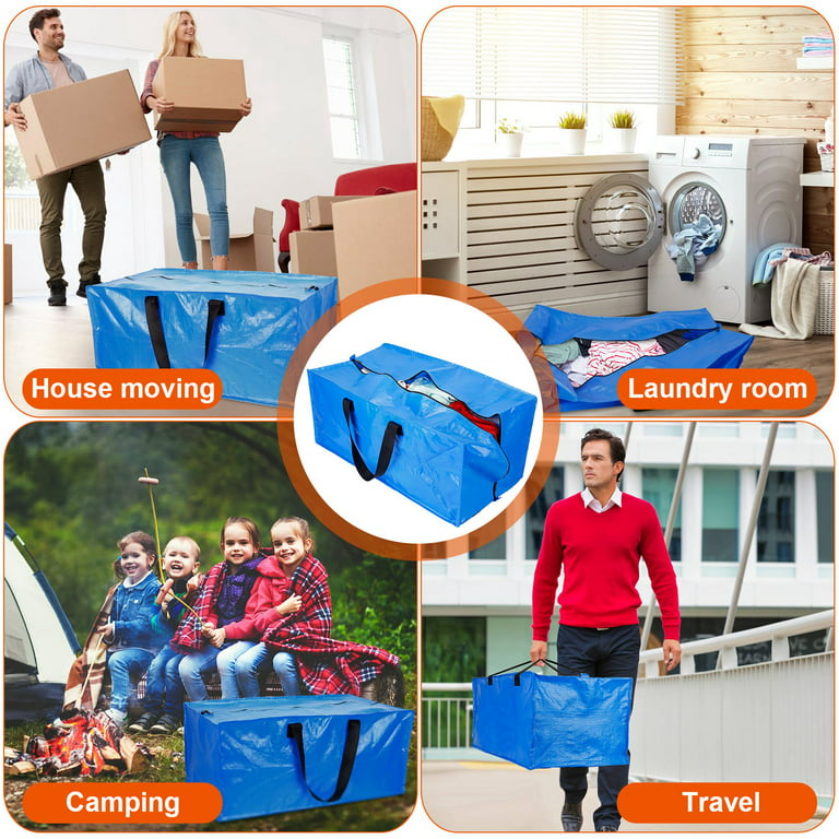 4 PCS Heavy Duty Moving Bags,Large Waterproof Storage Bag with Handles and  Zippers for House Moving Camping Packing Clothes Bedding 