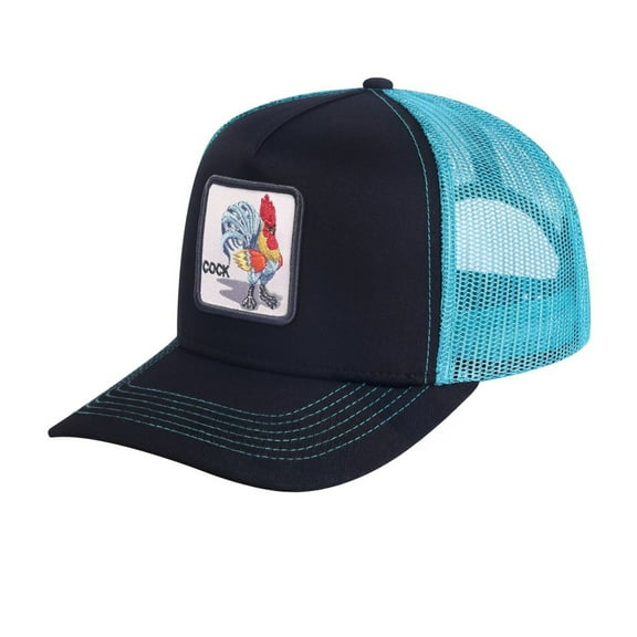 Unisex Embroidered The Chicken, 5-Panel Trucker Hat, Black/Blue, Adjustable Fit