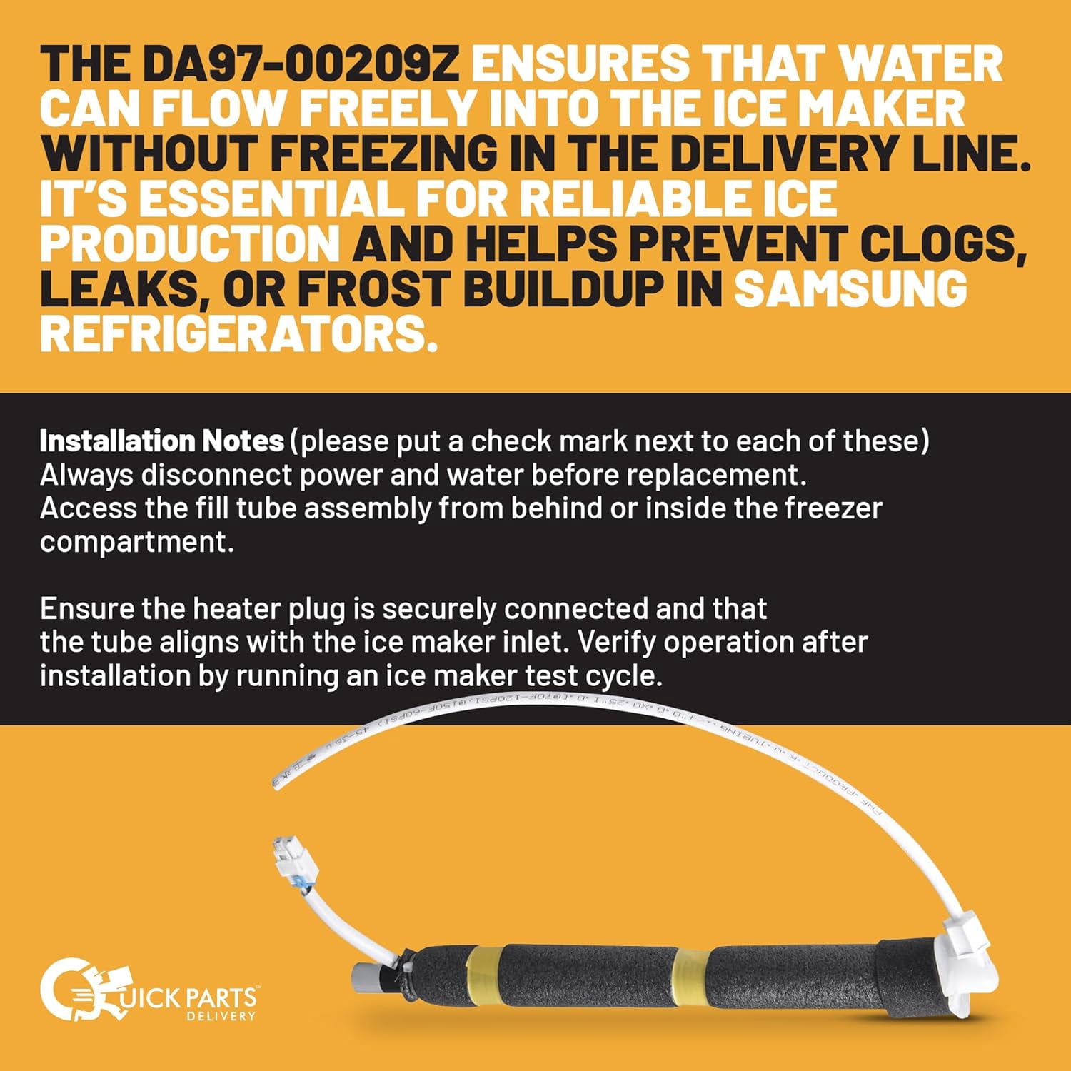 QPD Refrigerator Ice Maker Fill Tube Heater DA97-00209Z, Replacement for Samsung Refrigerators