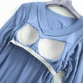 thumbnail image 4 of YHAJDS Tops for Women Trendy Solid Color V Neck Long Sleeve Built In Bra Tee, 4 of 5