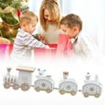 thumbnail image 6 of CoreLiving Wooden Christmas Train Set with Snowman Ornaments, Mini Xmas Train Decor for Tabletop & Christmas Tree, Small Holiday Knick Knacks for Village, Home, Office and Shelf Decor, 6 of 9