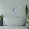 thumbnail image 2 of Vinyl Kids Bedroom Bathtub Arctic Animal & Clouds Decor Fish With Tusk Design Adhesive Wall Decal - 14" x 20" Home Living Room Art Narwhal Animal Cartoon Design Multicolored Wall Sticker Decoration, 2 of 5