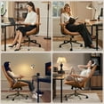 thumbnail image 3 of Toject Ergonomic Office Chair, High Back Comfy Home Office Chair with Lumbar Support, Mid-Century Modern Computer Executive Desk Chair with Padded Armrests (Suede Leather, Brown), 3 of 9