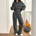 thumbnail image 5 of Women's 2 Piece Oversized Hoodie Sweatsuit Set Baggy Wide Leg Sweatpants Casual Lounge Outfit Dark Gray M, 5 of 7