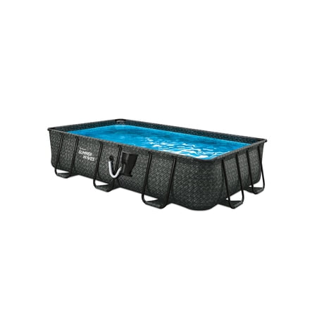 Summer Waves 14 Foot Long Dark Elite Frame Rectangular Swimming Pool