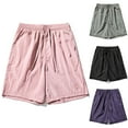thumbnail image 4 of Caqnni Mens Casual Cargo Shorts Cotton Linen Shorts Drawstring Classic Cargo Stretch Short(Purple,XL), 4 of 6