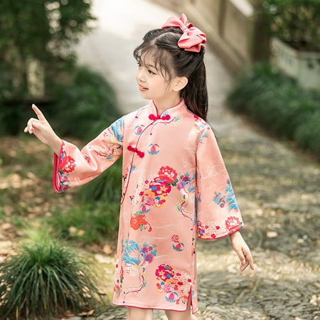 

dmqupv Girls Special Occasion Dresses Little Girls Long Sleeve Dress Tie Dye Unicorn Flamingo Dress Twirl Swing Party Dresses with Pockets Pink 4-5 Years