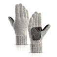 thumbnail image 1 of Winter Knitted Fingerless Gloves Convertible Mittens Flap Cover For Men Women, 1 of 3