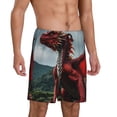 thumbnail image 2 of Gaeub Majestic Red Dragon Print Men's Short Pajama Pants, Sleep Shorts, Household Pants, Casual Pants with Pockets-Medium, 2 of 6