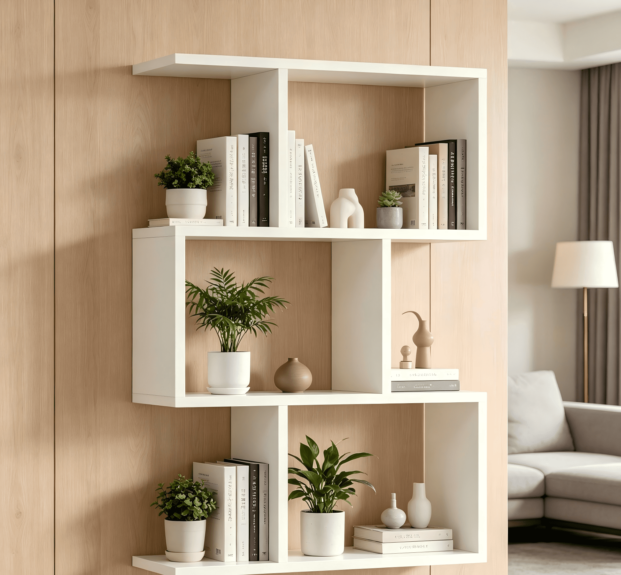 Three Layer Simple Household White Bookshelf