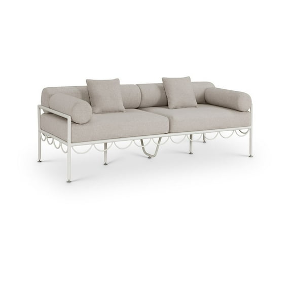 Meridian Furniture Portofino 85.75" Beige Water Resisting Fabric Patio Sofa