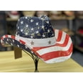 thumbnail image 3 of TOVOSO American Flag Cowboy Cowgirl Hat with Shape-It Brim for Men or Women, Abstract Stars and Stripes - White Band, 3 of 3