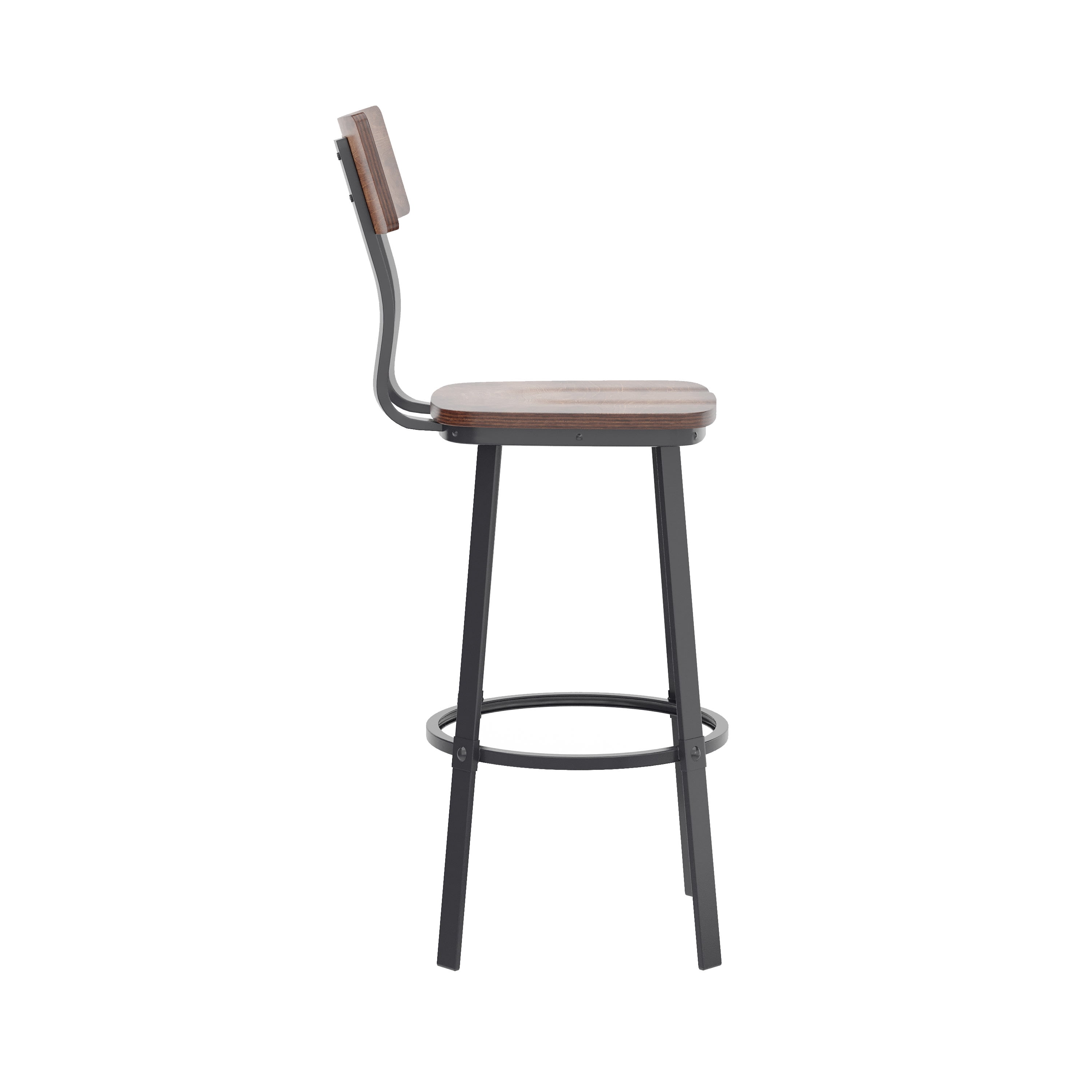 Emma + Oliver Antique Copper Dining Bar Stool with Wood Back/Seat and Gray Powder-Coated Frame