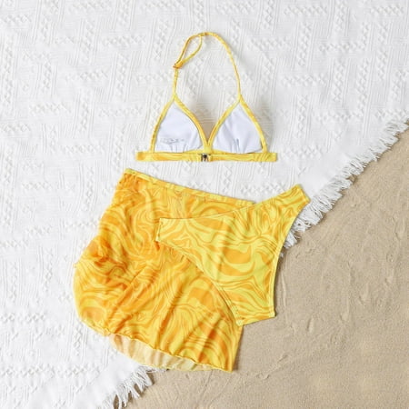 

Gubotare Toddler Baby Girl s 3 Piece Swimsuits Prints Bikini Bathing Suit Briefs Girls Bikini Beach Swimwear Swim Suite for Kids Yellow 5-6 Years