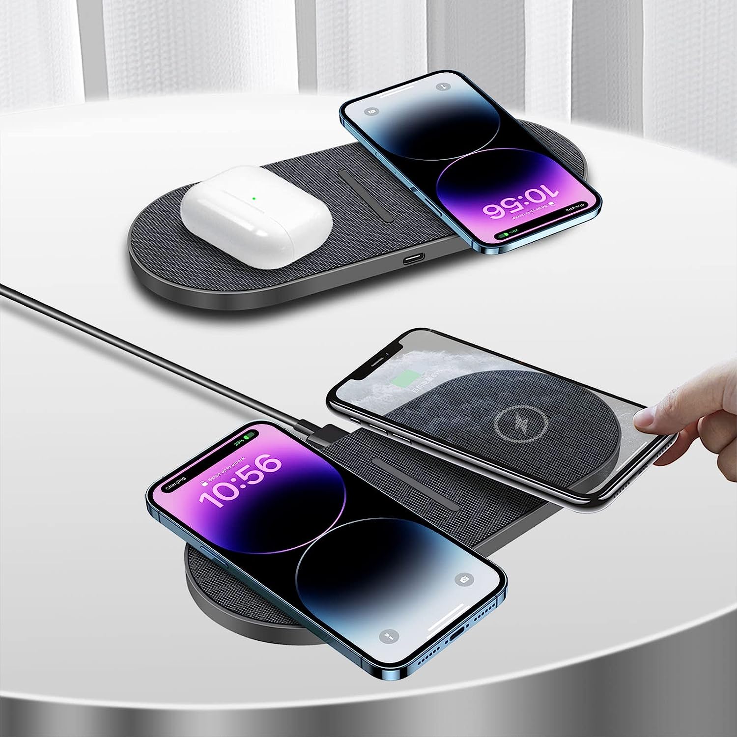20W Fast Wireless Charging Pad  with Adapter compatible with iPhone 17 Pro max/17 Air/16/15/14/13/12/11/XS/XR/8 Plus,Air pods,Samsung Galaxy S25/S24/S23/S22/S21,Note20/10,Galaxy Buds,Gray