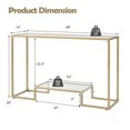 thumbnail image 3 of Spaco 48 Inch 2-Tier Console Table with Tempered Glass Tabletop for Hallway-Golden, Entryway Table Hallway Table, Storage-Friendly Hallway Table for Foyer & Entry Spaces, 3 of 7