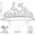 thumbnail image 3 of EBE EmmasbyEmma Silver 45th Birthday Crown, Sash, Tiaras & Decorations Set - Perfect Party Favors & Gifts for Women, 3 of 8