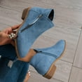 thumbnail image 6 of Kopltyrfg Ankle Booties For Women Comfy Suede Pointed Toe Western Boots Chunky Low Heel Slouchy Short Boot with Side Zipper (Light Blue,39), 6 of 7