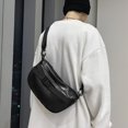 thumbnail image 1 of Bolsos para hombres Bolso de mensajero de hombro casual de moda para hombres Bolso pequeño de cuero de PU simple de color sólido, negro, 1 of 2