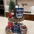 thumbnail image 5 of July 4th Patriotic Tiered Tray Decor Set Stars and Stripes Wood Signs Veterans Day Tiered Tray Ornaments Farmhouse Rustic Wood Sign Memorial Day Decorations for Independence Day Decor, 5 of 7