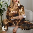 thumbnail image 6 of Lsque Cute Calf Butterflies A Pattern Long Sleeve Pajama Set for Women - Soft 2-Piece Sleepwear and Loungewear Set with Pockets, Comfy Nightwear-Large, 6 of 7