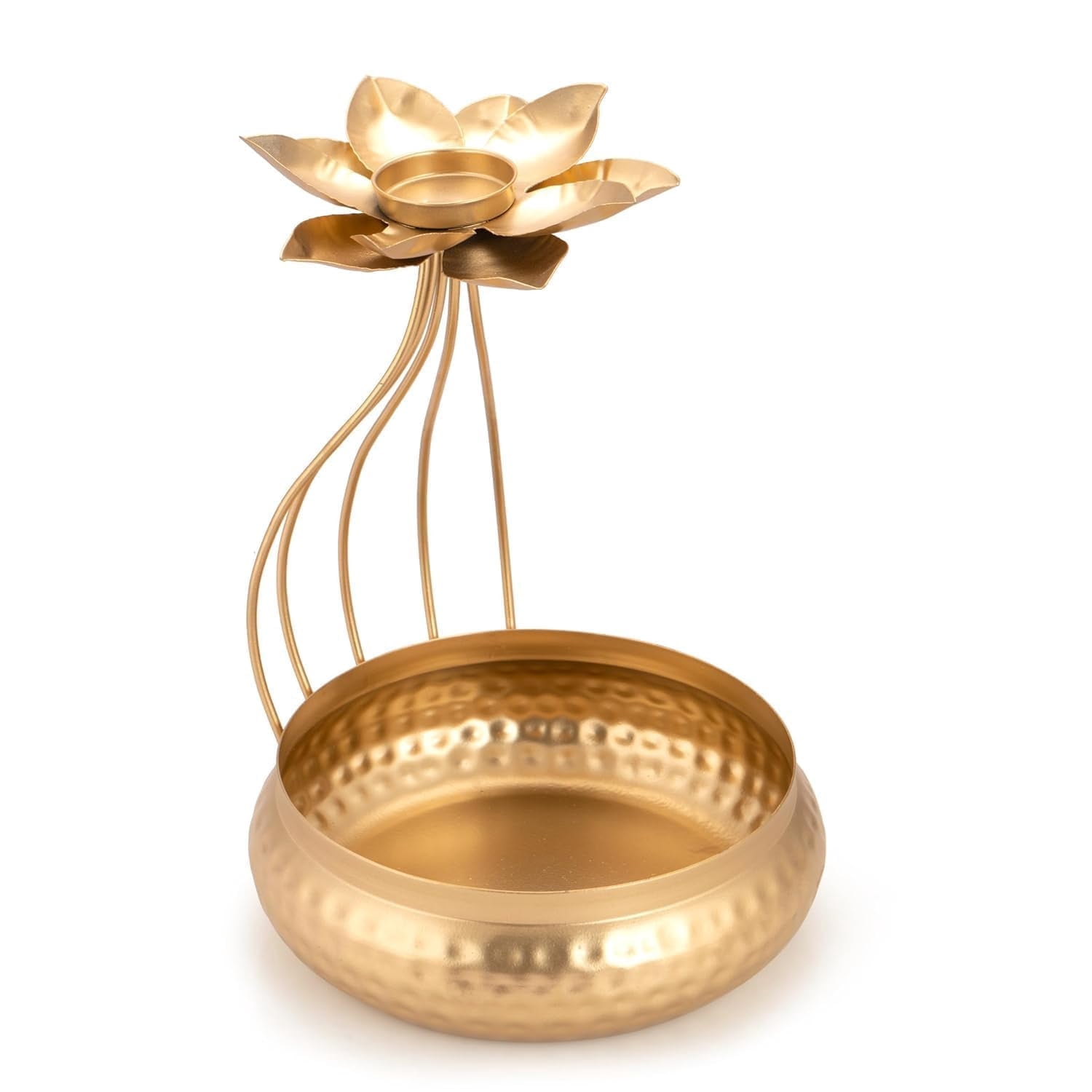 Diya Shape Flower Decorative Urli Handcrafted Bowl for Floating Flowers and Tea Light Candles Home,Office and Table Decor| Diwali Decoration Items for Home T-Light Pack of 1