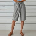 thumbnail image 6 of Women's Bermuda Linen Shorts Casual Knee Length Long Shorts High Waisted Comfy Summer Shorts with Pockets, 6 of 7
