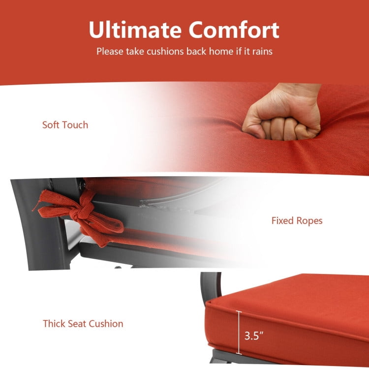 Aimee Lii Double Chair Outdoor with cushion, Patio Glider Bench, Porch, Backyard, Sturdy, Red Aimee Lii Double Chair Outdoor with cushion, Patio Glider Bench, Porch, Backyard, Sturdy, Red
