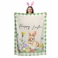 thumbnail image 2 of Throw Blanket Fleece Throw Blanket 40x50in, Spring Easter Rabbit Eggs Aand Flowers Soft Lightweight Bed Blankets Farm Retro Burlap and Lattice Fuzzy Couch Blankets for All Season, 2 of 9