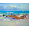 thumbnail image 2 of Yeremyan, Vahe 32x26 Gold Ornate Wood Framed with Double Matting Museum Art Print Titled - Boats On The Shore, 2 of 4
