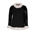 thumbnail image 4 of ZUKMRJPC Sweatshirts for Women Long Sleeve Furry Fur Trim Collar Patchwork Shiny Sequins Cropped Pullover Fall Fashion Warm Comfy Tops, 4 of 5