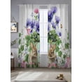 thumbnail image 2 of Spring Easter Sheer Curtains 108 Inch Length 2 Panels Set Window Treatments, Purple Floral Summer Botanical Vintage Rod Pocket Semi Curtains for Living Room/Bedroom/Kitchen Décor, 104"W x 108"L, 2 of 7