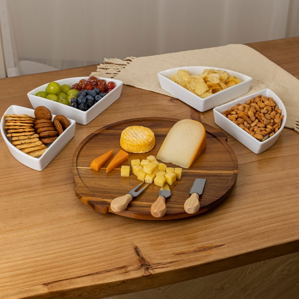 Better Homes & Gardens Acacia and Stoneware 5pc Lazy Susan Set