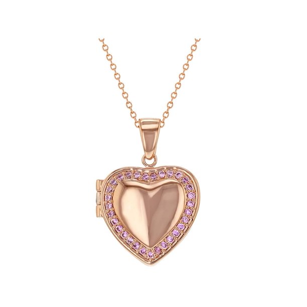 Rose Gold Plated Pink Cz Heart Shaped Locket Pendant Necklace For Girls 19 Walmart Com