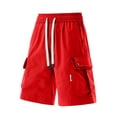 thumbnail image 5 of Men's Casual Dressy Cargo Shorts Lightweight Elastic Drawstring Waist Shorts Relaxed Fit with Side Pockets, 5 of 5