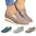 thumbnail image 1 of Zapatos sin cordones para mujer, mocasines planos de ancho ancho con diamantes de imitación, zapatillas de deporte de moda, 1 of 6