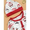thumbnail image 6 of Arvbitana 1M-18M Baby Girls Boys Christmas Footless Rompers Santa Snowman Letter Print Long Sleeve Jumpsuit with Hat Newborn Infant Cute Bodysuit Fall Casual Clothes, 6 of 8