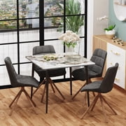 Wisfor Sintered Stone Dining Table Kitchen Dinette Table ,Sturdy Metal Legs,31.5in,White&Emerald