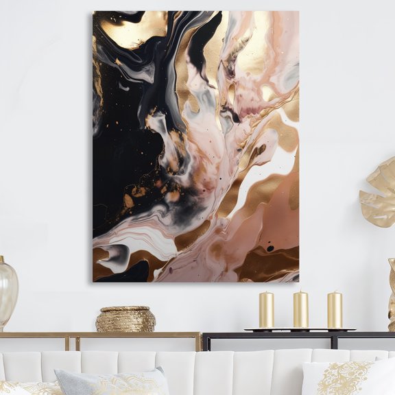 Designart "Fluidity in Marble Ocean Waves V" Abstract Marble Metal Art Print