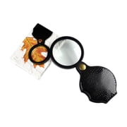 Portable Folding Magnifying Glass with Leather Protective Case, Mini Pocket Handheld Magnifier for Reading Small Print, Jewelry Inspection, Coins and Hobby Observation