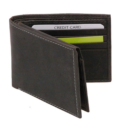 Vintage Black Flip Up Bifold RFID Wallet w/Photo Insert
