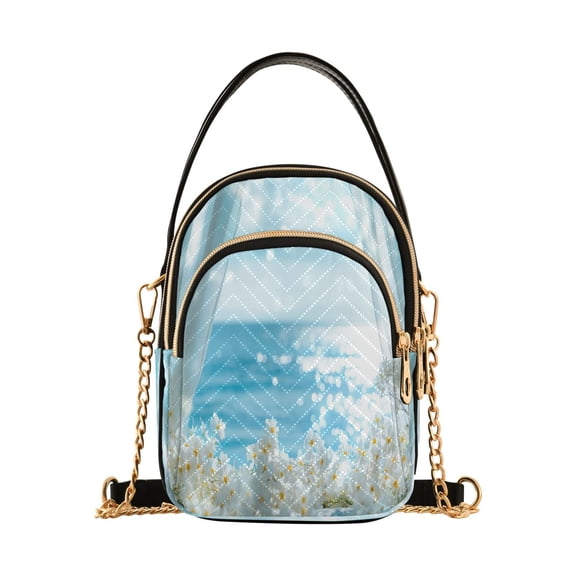 YAZAOO Cross Body Fashion Shoulder Waist Purse Bags Ocean View Through Floral Window Pocket Handbags