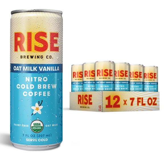 RISE Brewing Co. Vanilla Oat Milk Nitro Cold Brew Coffee, Organic  & Vegan, 7 fl oz Cans (12 pack)