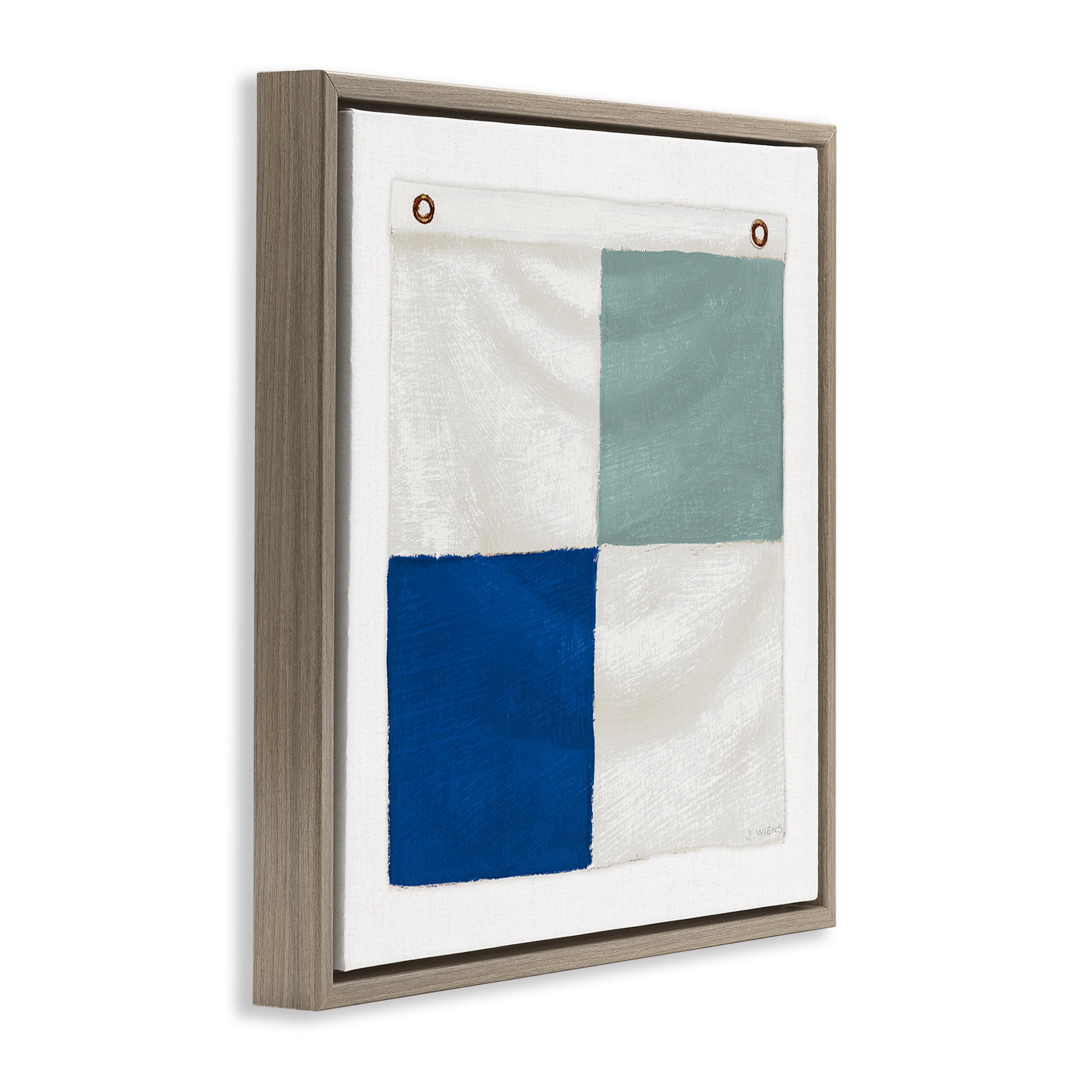 Stupell Industries Checkered Boat Flag Nautical & Beach Painting Brown Floater Framed Canvas Art Print Wall Art, 18 x 18