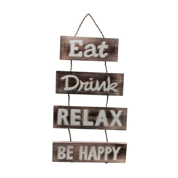 Wooden Eat, Drink, Relax, Be Happy Wall Art Sign
