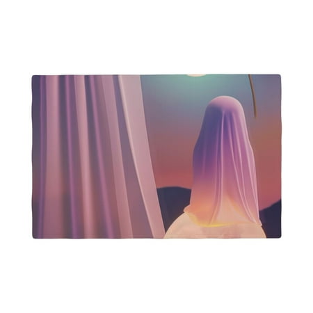 

Table Placemats Set of 6 - Dreamy Moonlit Window 12x18 In Faux Linen Double Heat Resistant Place Mats Cloth Indoor/Outdoor Placemats Washable Table Mats for Dining Kitchen Party