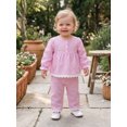 thumbnail image 5 of Cjfdfy Toddler Baby Girl Plaid Fall Outfits Lace Trim Long Sleeve Button Plaid Tops Elastic Pants Sets Soft Double Gauze Outfit Little Baby Gingham Fall Winter Outfit 0-3Y, 5 of 9