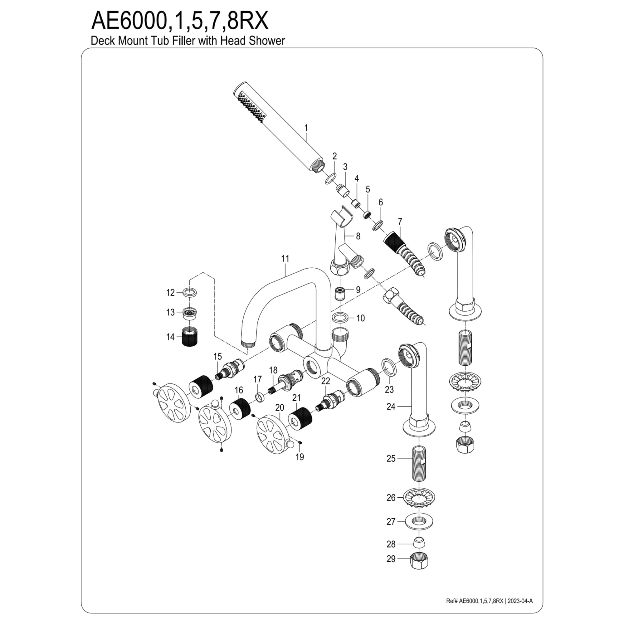 Kingston Brass AE6007RX Belknap 7" Center Deck-Mount Clawfoot Tub Faucet with Hand Shower, Brushed Brass