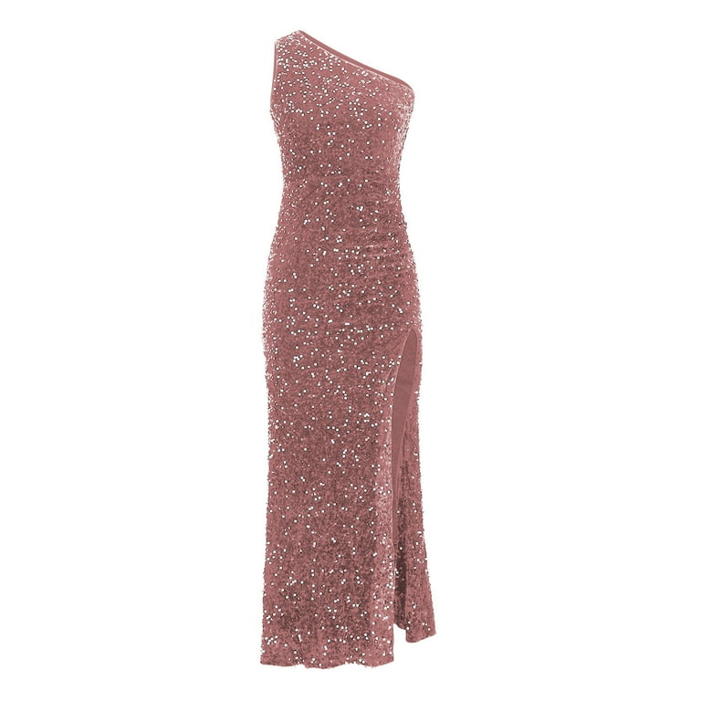 DailyTrove Women's Sequin Split Maxi Dress-Sleeveless-Floor-Length-Polyester-for  Formal Event/Party-Sparkly Split - Walmart.com
